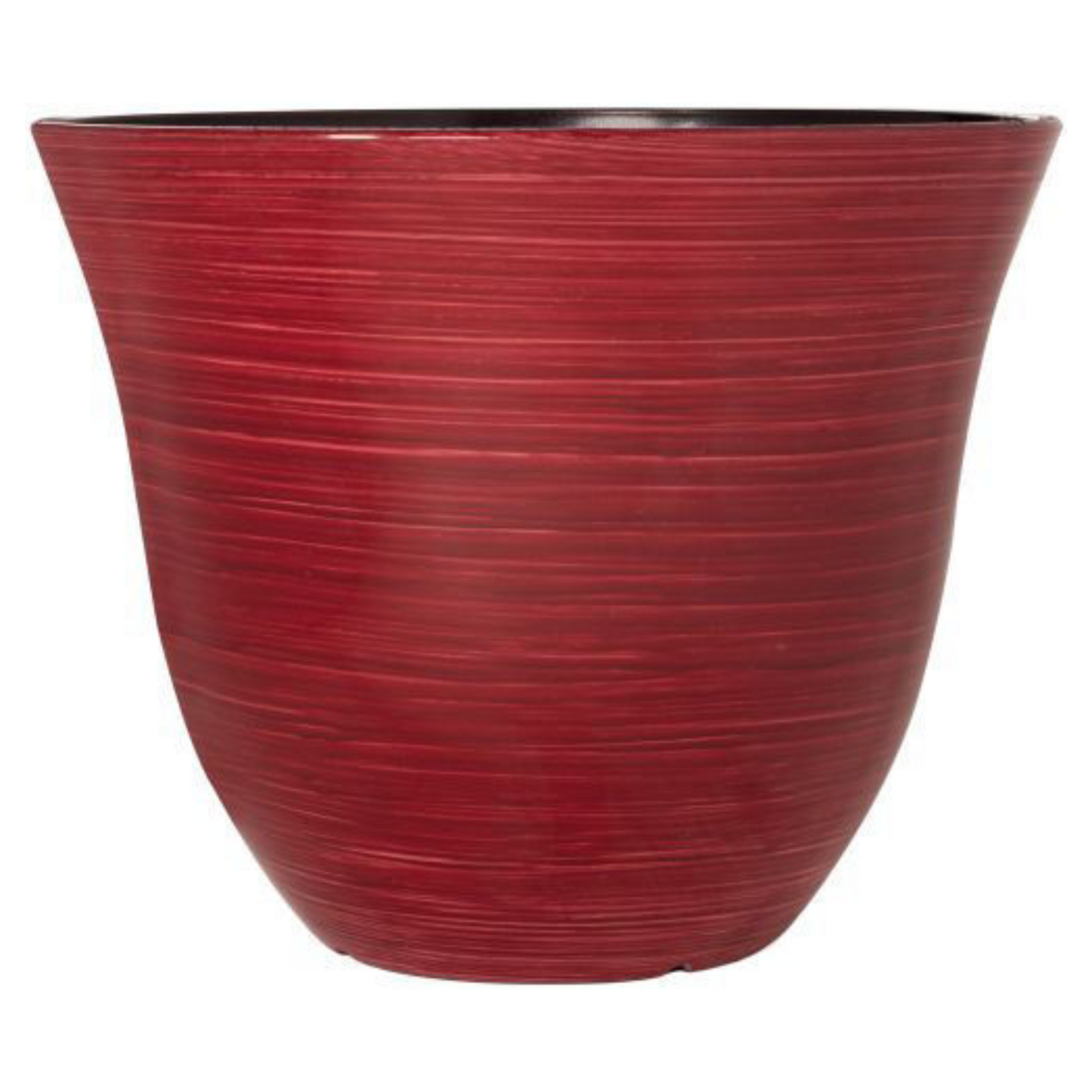 2Pc Round Plastic Burgundy Swirl Plant Pots 33cm Gloss Planters 12L Garden Decor