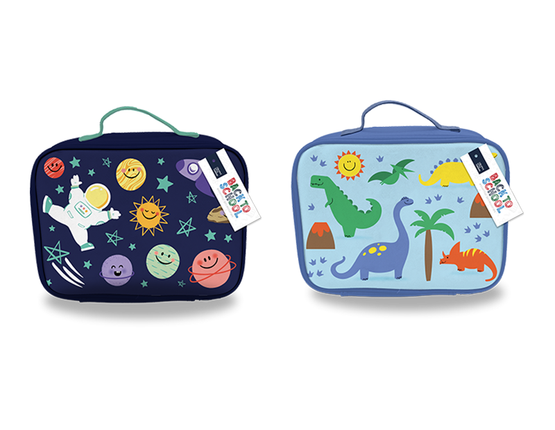 400ml Kids Printed Plastic Bottle With Straw, Textured PU Lunch Bag With Zip