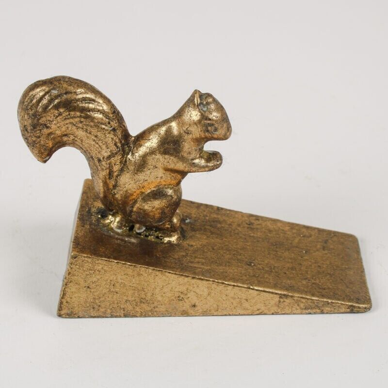 Squirrel Heavy Metal Gold Doorstopper Heavy Door Wedge Shabby Chic Stopper Stop