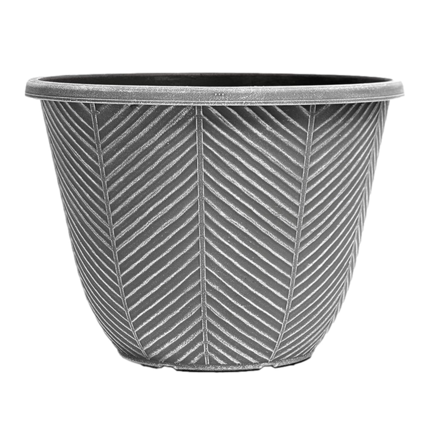 Round Plastic Silver Grey Plant Pot 32cm Outdoor 11L Home Flower Garden Planter