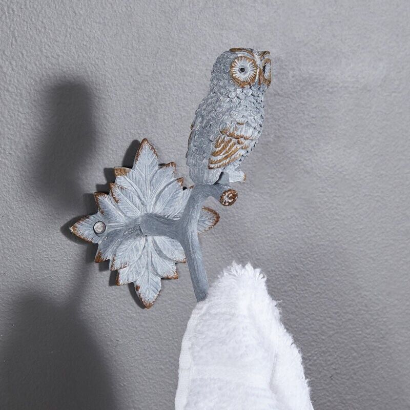 Rustic Metal Owl Coat Wall Hook Leads Scarf Keys Wall Hanger Hook Mystic Bird