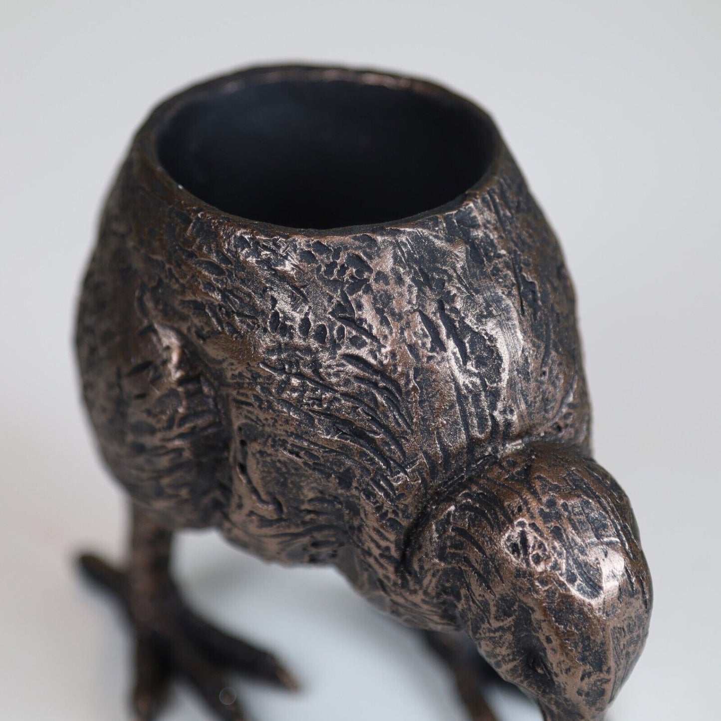 13cm Bird Salt Cellar Resin Salt Pot Aged Copper Finish Kitchen Handmade Pot