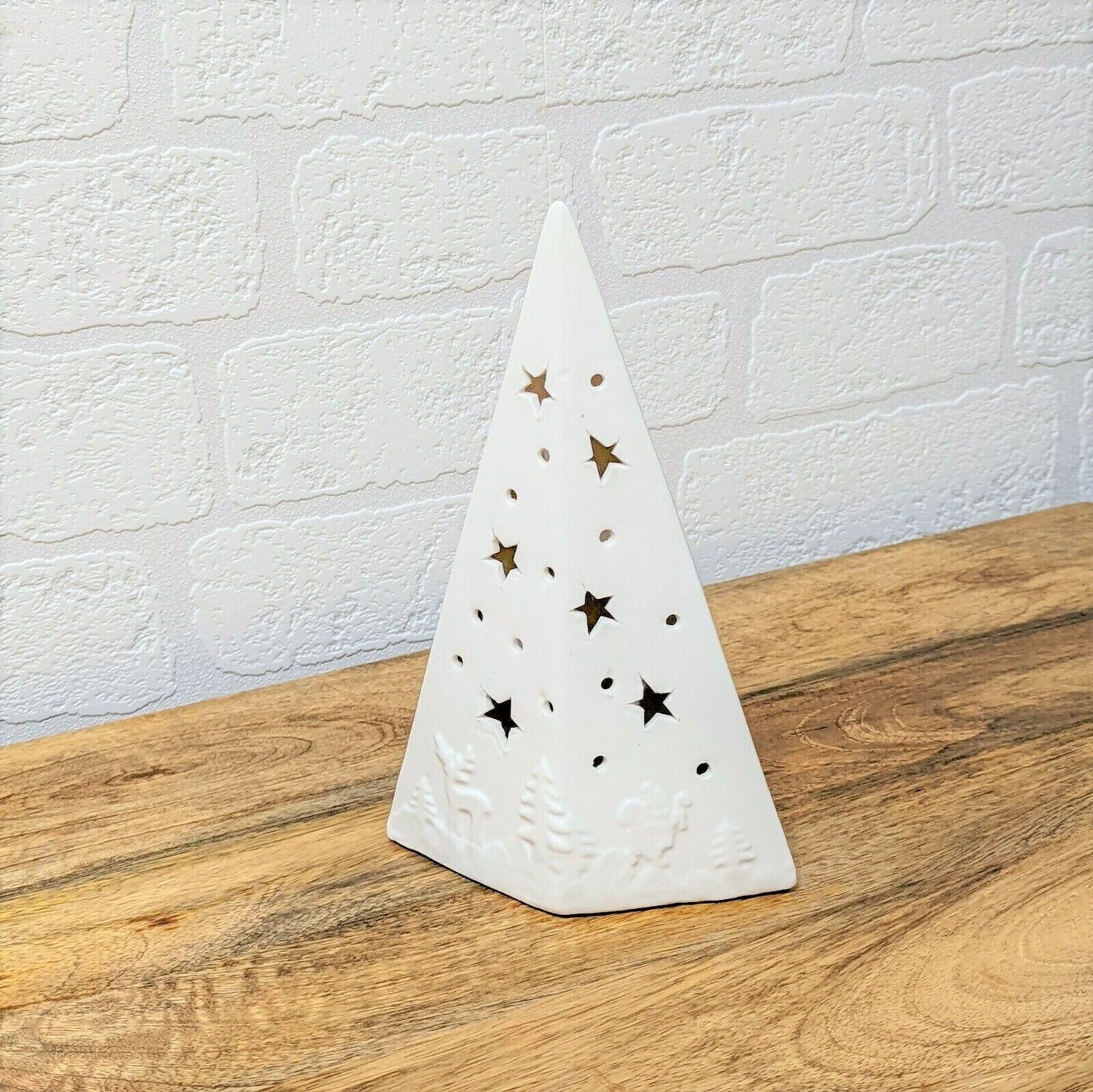 Ceramic LED Light Up Christmas Tree Warm White Standing Xmas Decor Ornament 20cm