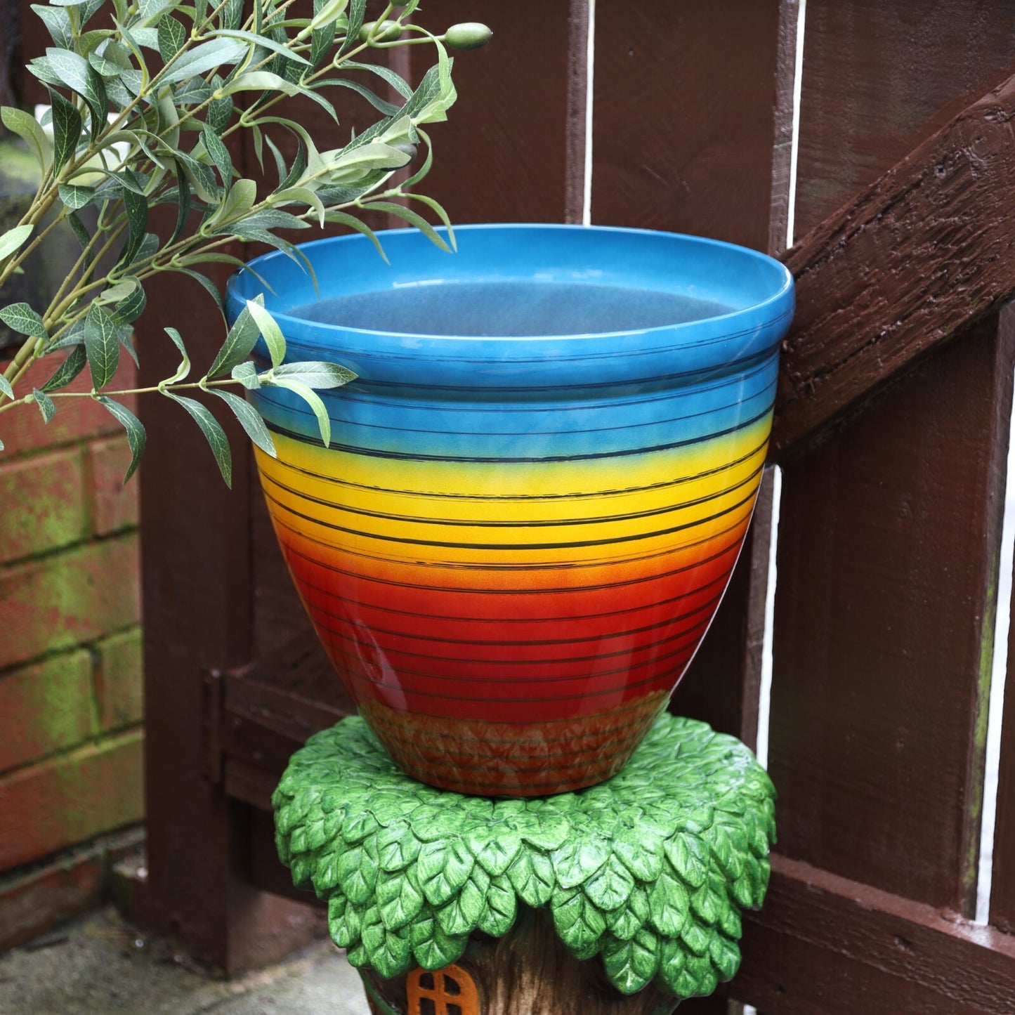 2Pc Round Plastic Rainbow Plant Pot 23cm Outdoor 5.5L Home Garden Planter Cover