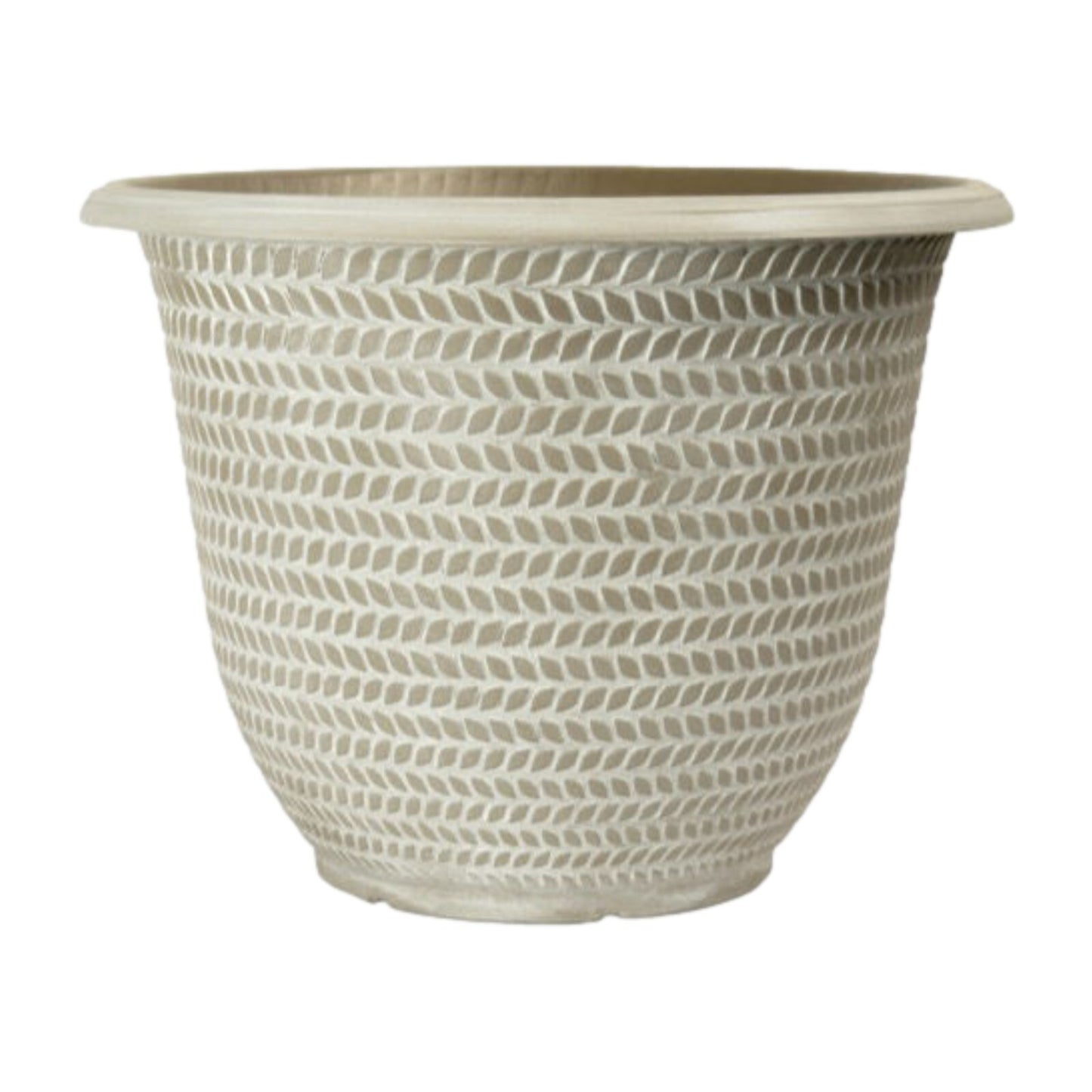 Round Plastic Plant Pot 30cm Grey 12L Washed Taupe Garden Outdoor Planter Cover