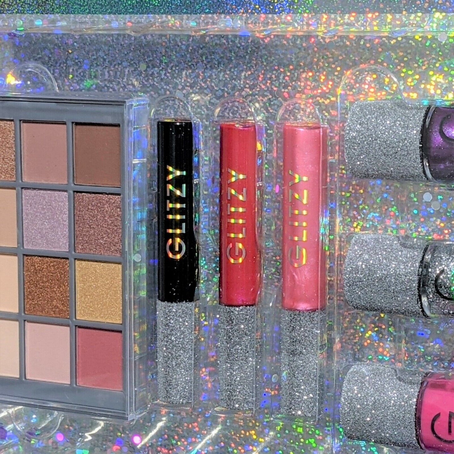 Glitzy Nail Polish Eye Liner Eye Shadow Lip Gloss Make Up Set Kit Christmas Gift