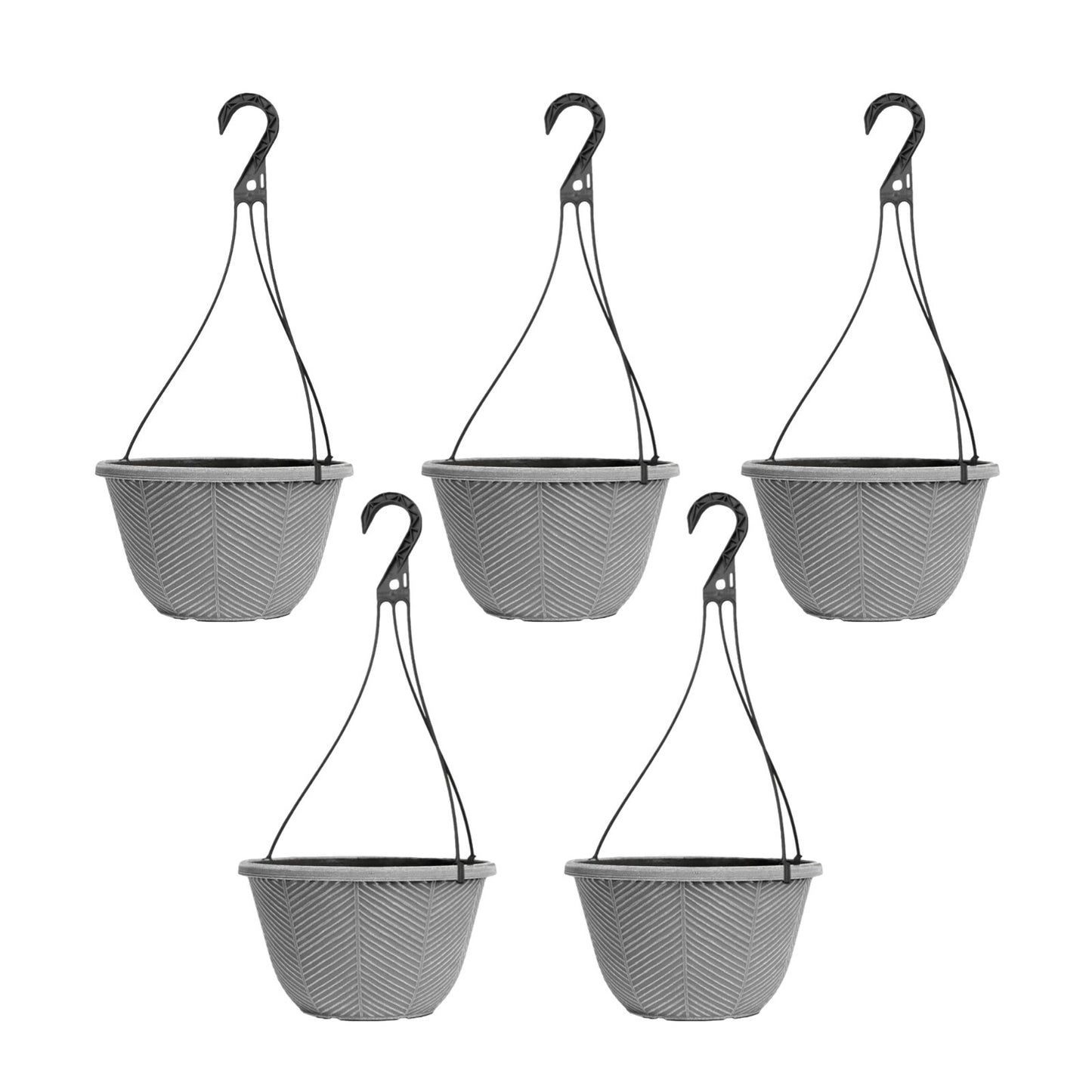 Round Plastic Silver Grey Hanging Basket 30cm Plant Pot 8L Garden Hook Planter