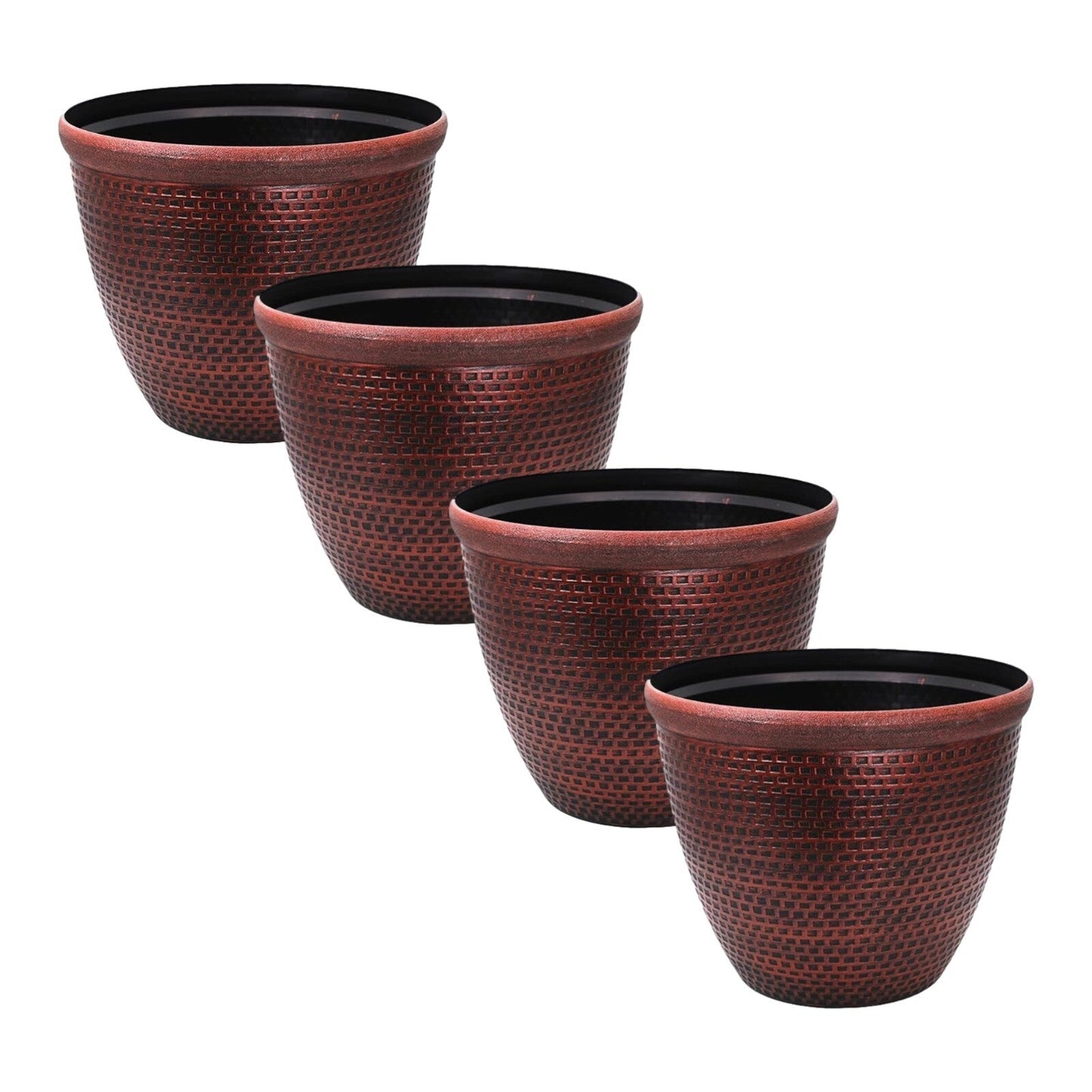 4Pc Plastic Cromarty Planter 30cm Antique Copper Pot 10L Garden Decor Plant Pot