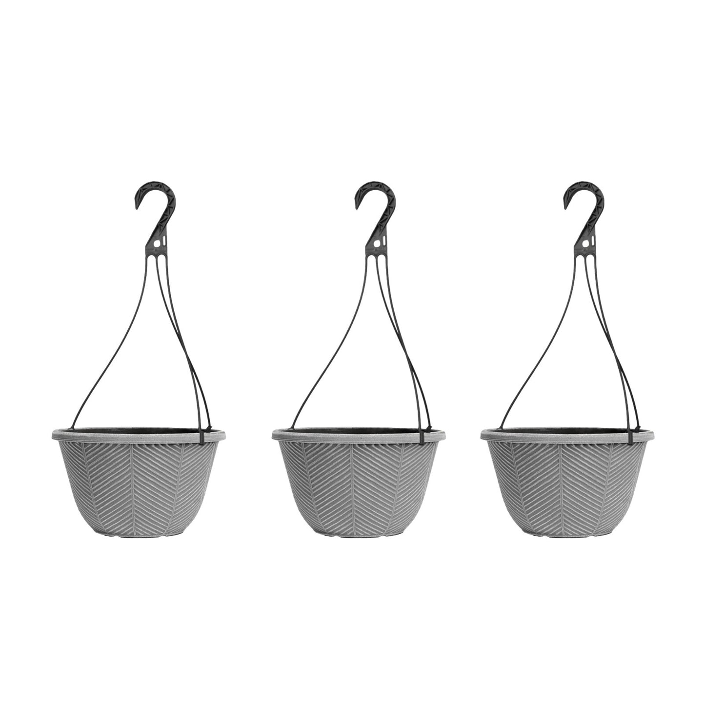Round Plastic Silver Grey Hanging Basket 30cm Plant Pot 8L Garden Hook Planter