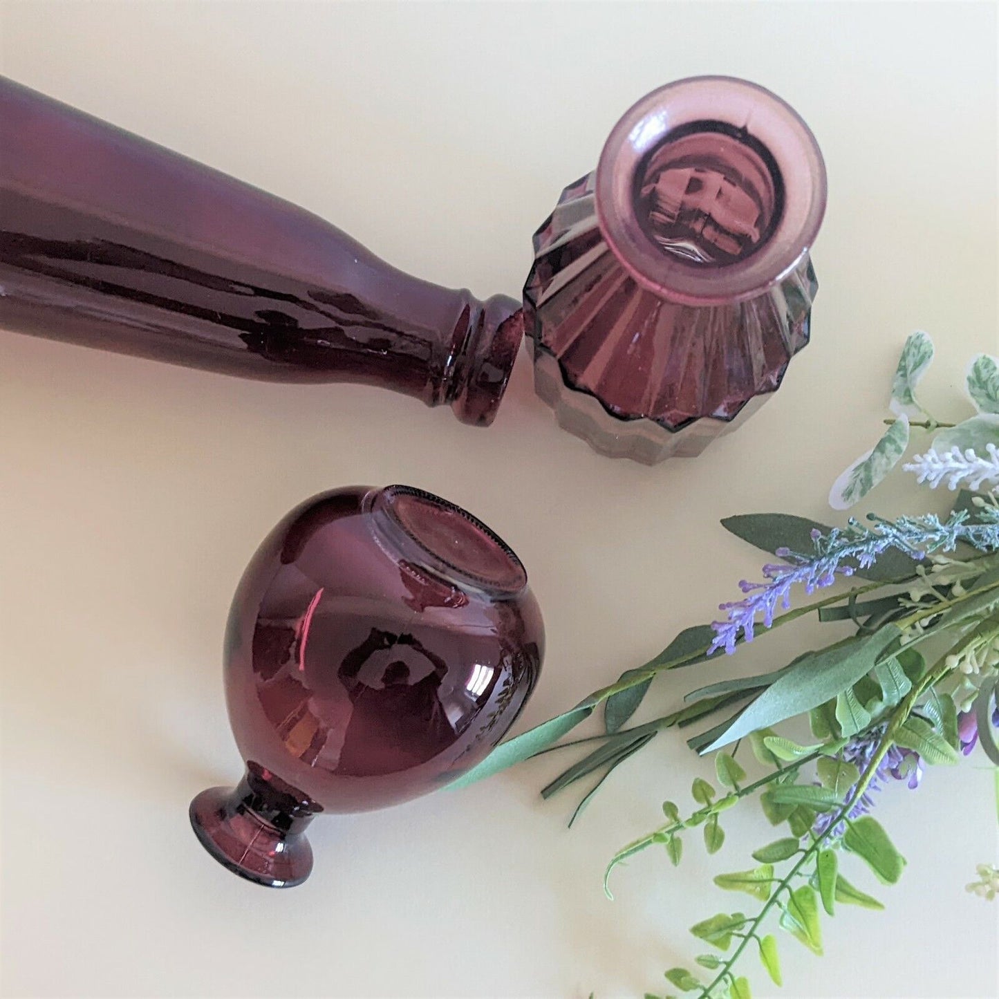 Set of 3 Vintage Ball Tall Glass Bud Vases Tapered Flowers Holders Bottles