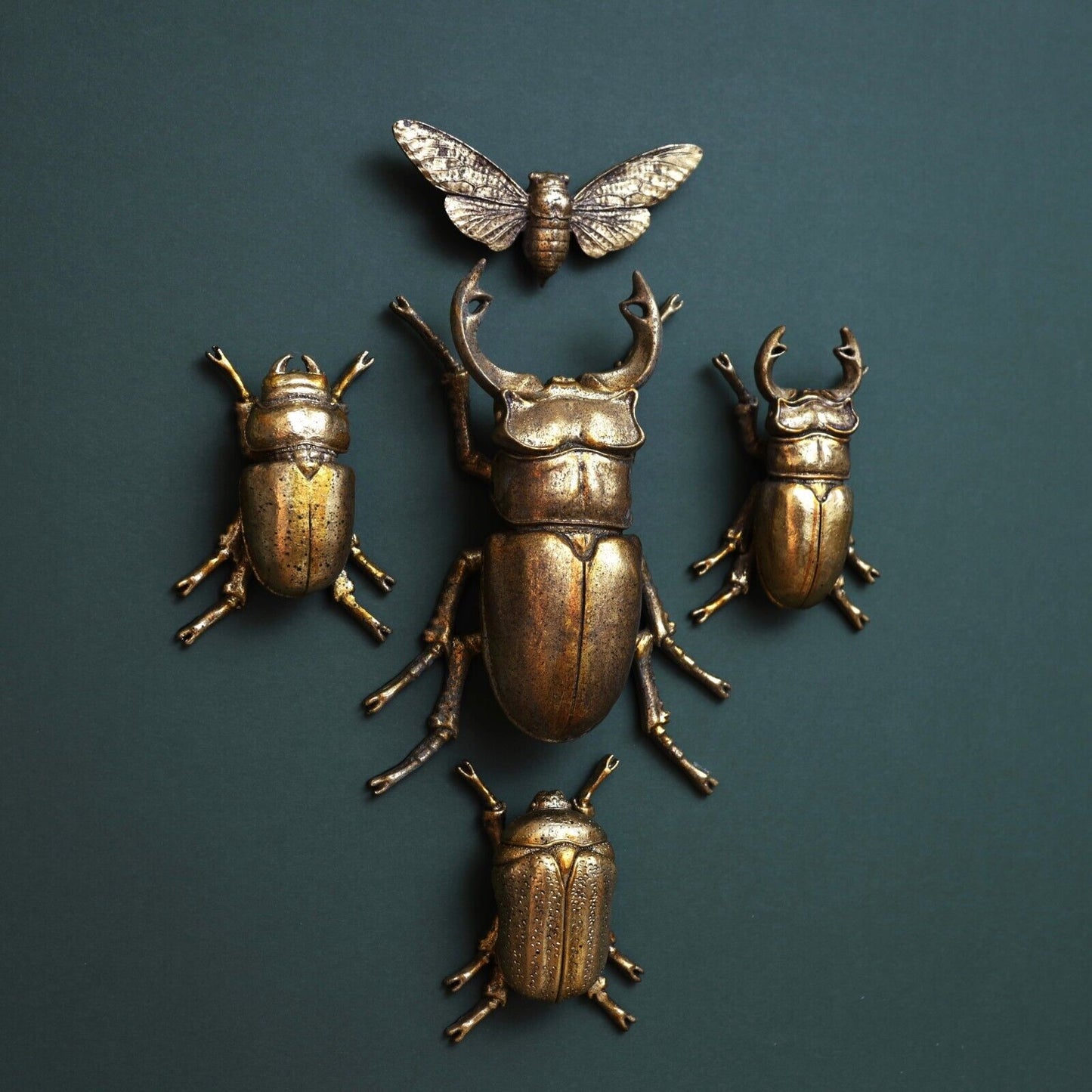 Steampunk Gold Stag Lady Beetle Wall Bee Art Hanging Insect Bug Ornament Décor