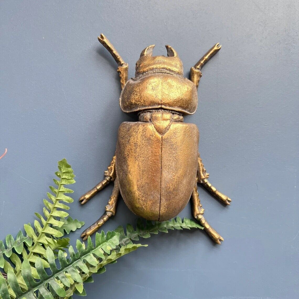 Large 23cm Steampunk Gold Lady Stag Beetle Wall Art Hanging Insect Bug Décor
