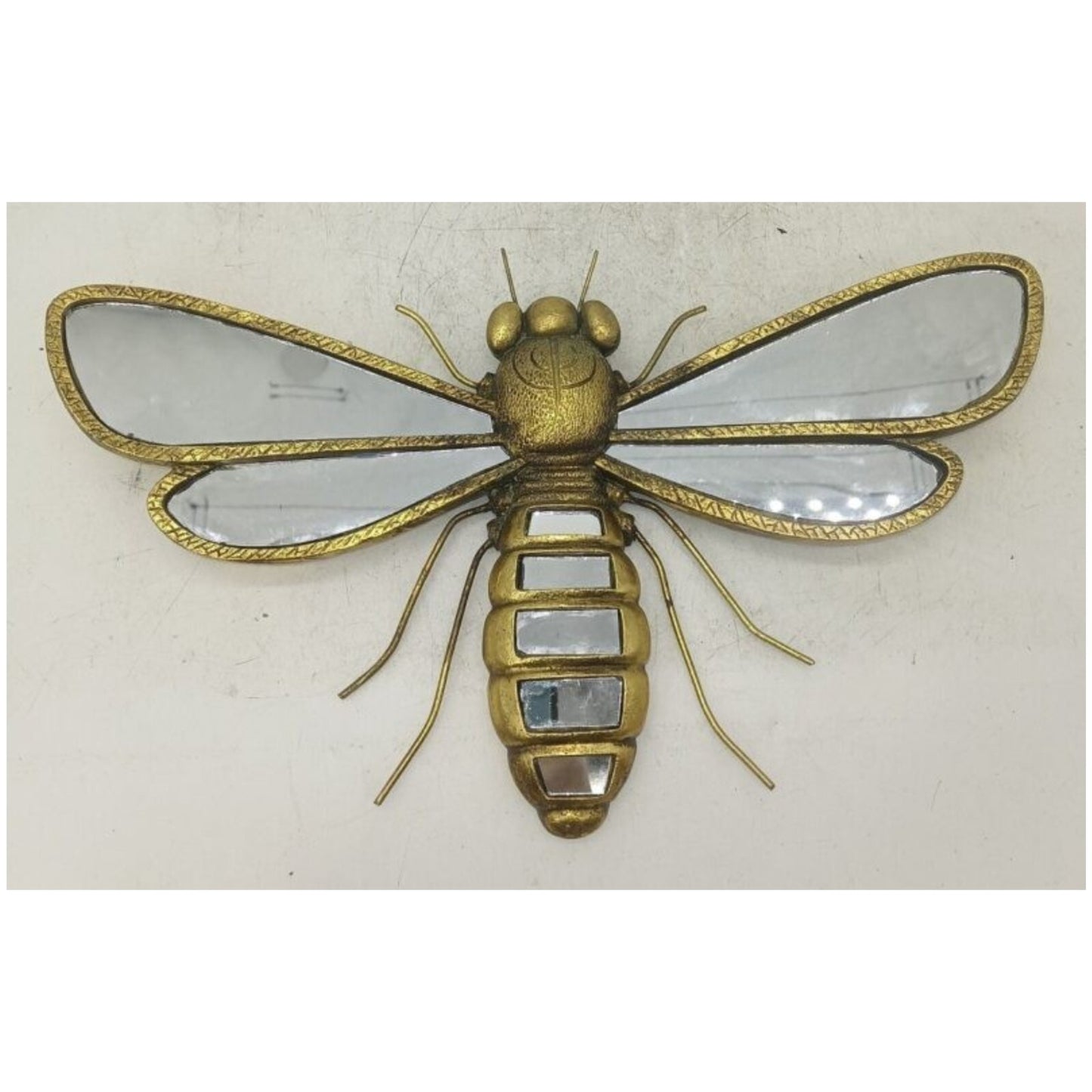 Resin Gold Mirrored Bee Glass Statue Wall Hang Home Ornament Vintage Figurine