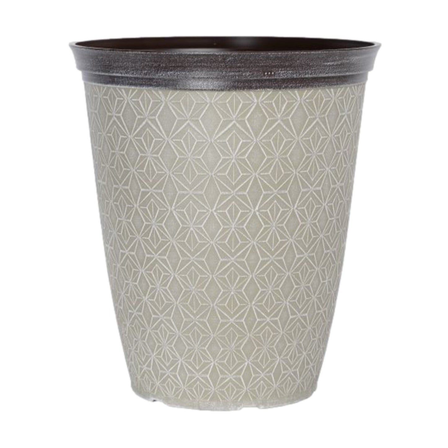 Round Plastic Grey Plant Pot Classic Creamy Fusion 36cm Tall 19L Outdoor Planter