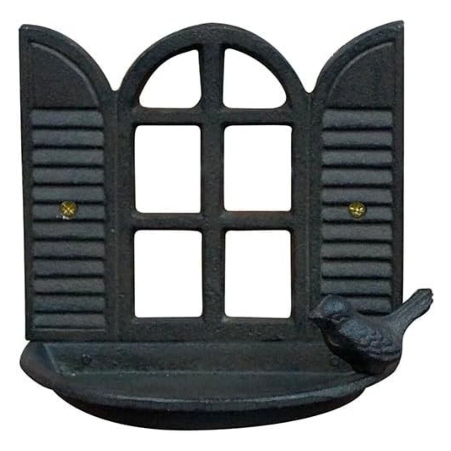 Cast Iron Brown Window Bird Bath Feeder Wall Mounted Feeding Station Garden Bird