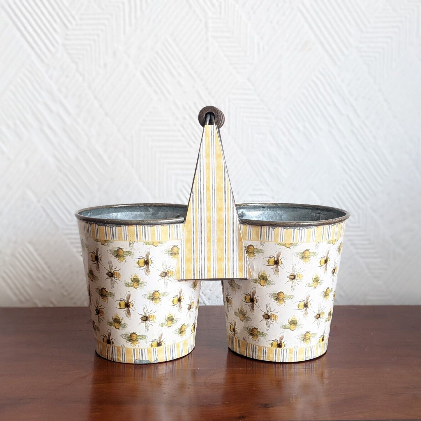 Bees Double Plant Pot Herb Planter Windowsill Pots Kitchen Storage Desk Tidy