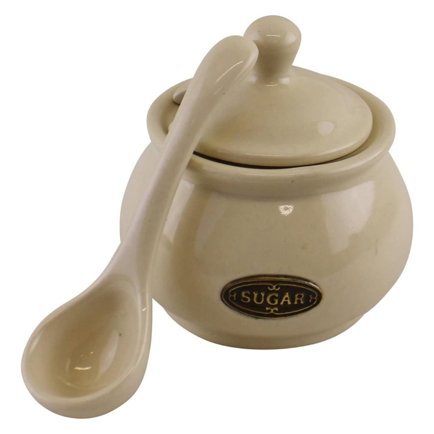Ceramic Rustic Cream Sugar Pot with Lid, Spoon Home Office Pot with Tea Serving