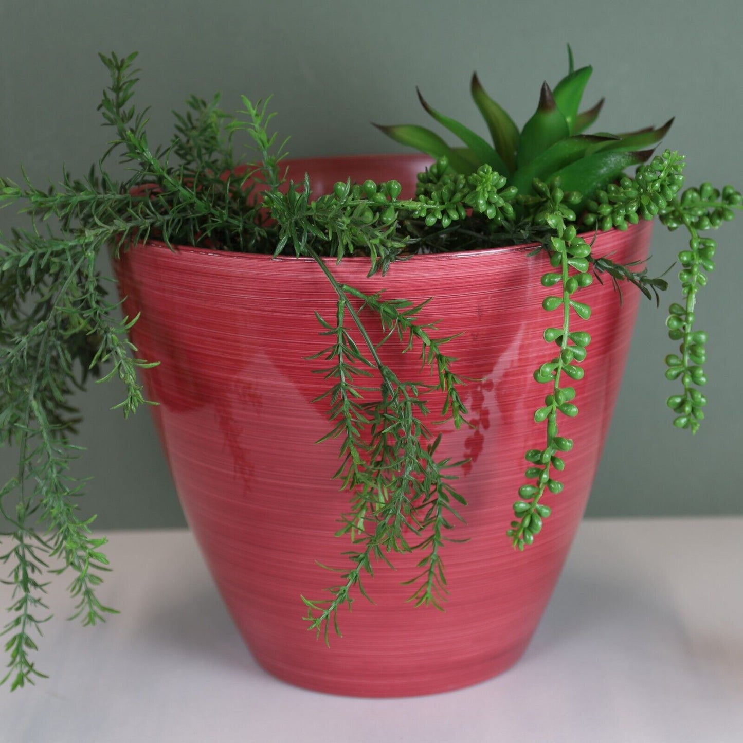 30cm Large Plastic Round Coral Pink Savannah Planter Plant Flowers Pot Cover