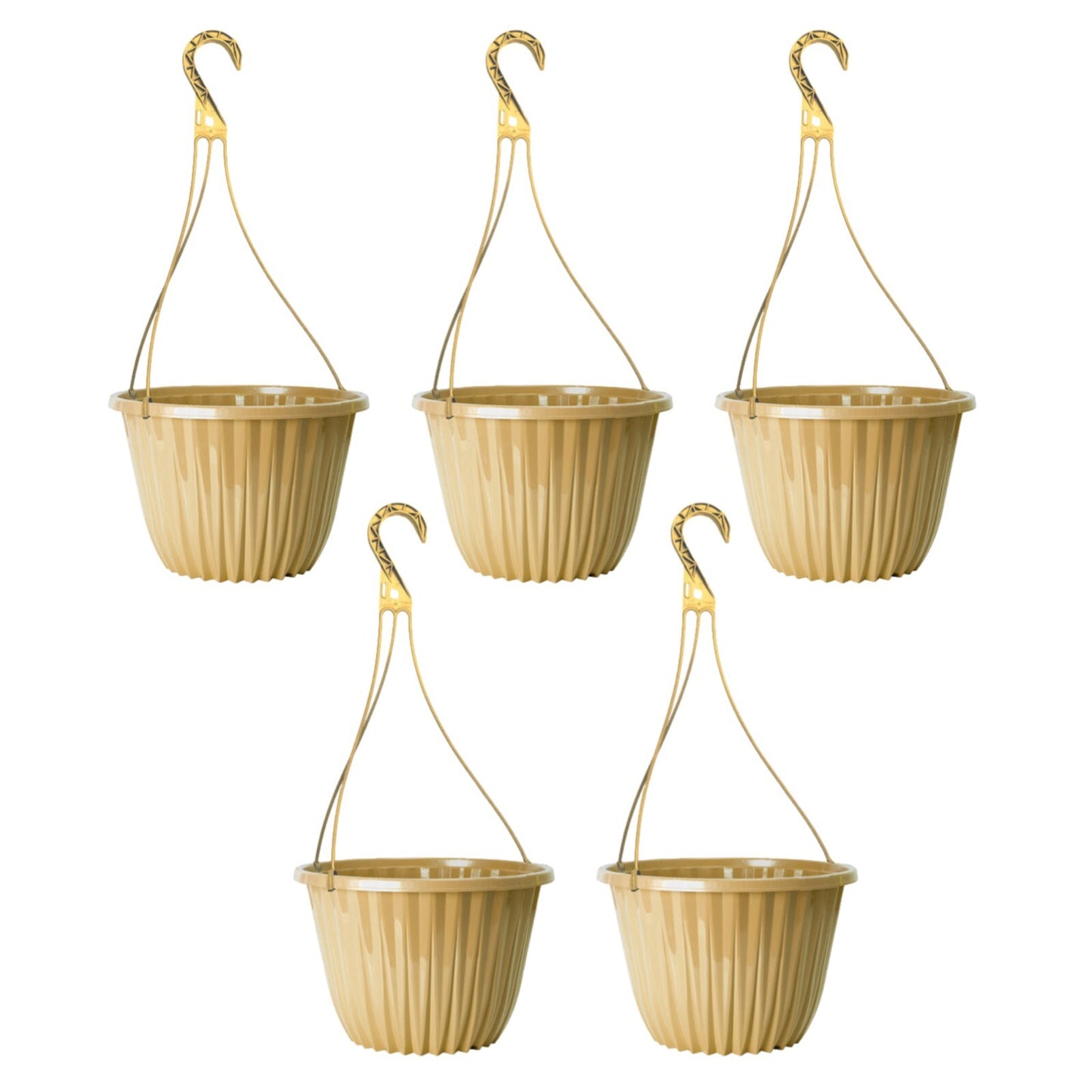 Plastic Yellow Hanging Basket 27cm Plant Pot 7L Home Garden Hook Planter Glossy