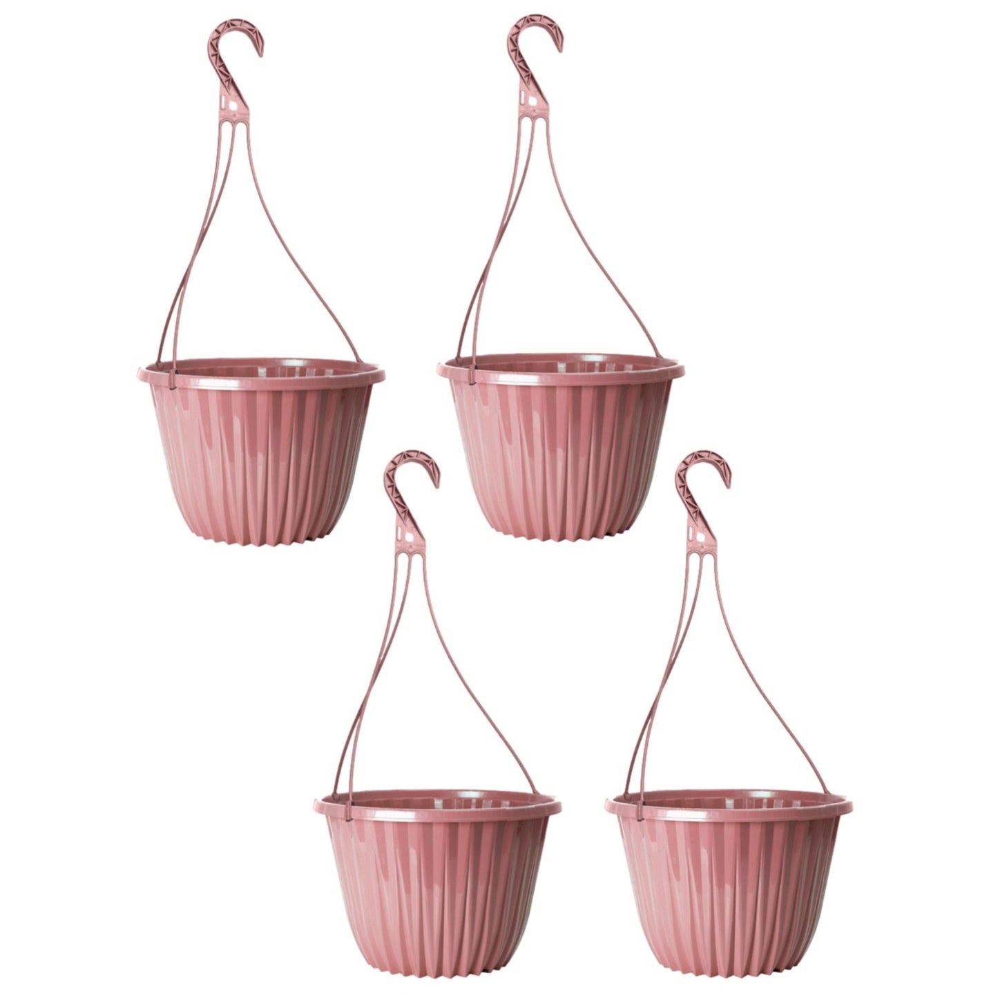 Plastic Pink Hanging Basket 27cm Plant Pot 7L Home Garden Hook Planter Glossy