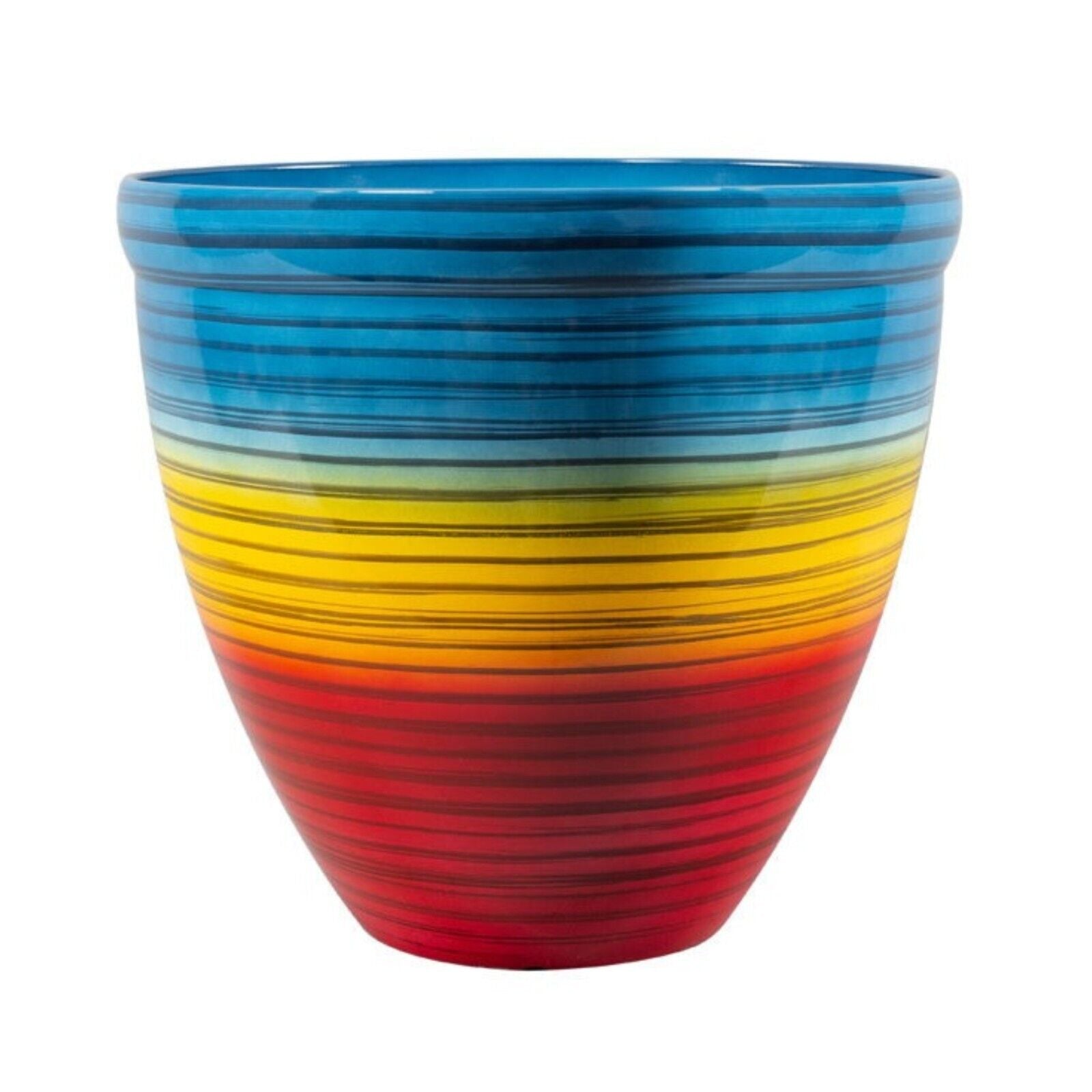 rainbow plant pot Round Plastic Rainbow Plant Pot 33cm Outdoor 16L Flower Garden Planter – Fyne Finds