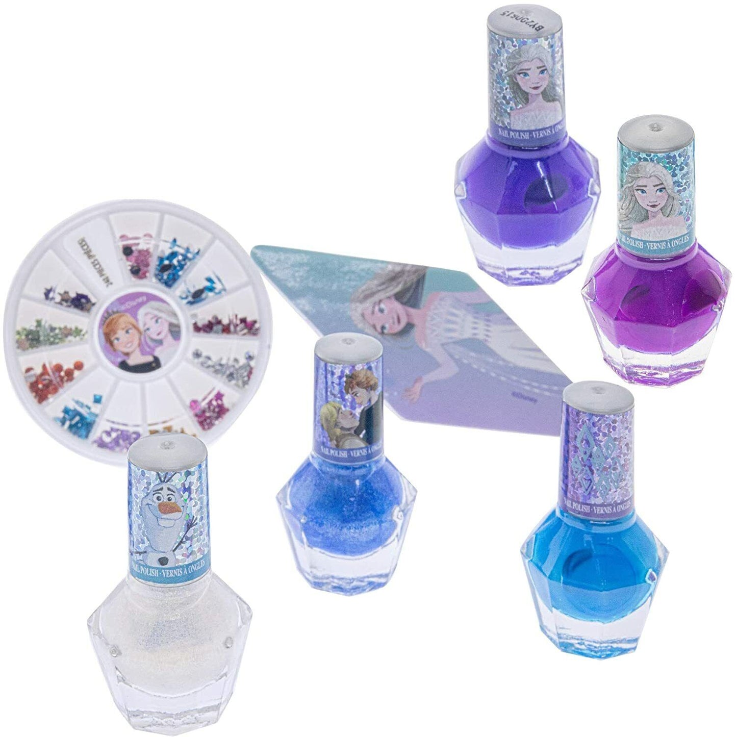 18 Pcs Frozen 2 Townley Girl Non Toxic Peel Off Glittery Nail Polish Gems Set