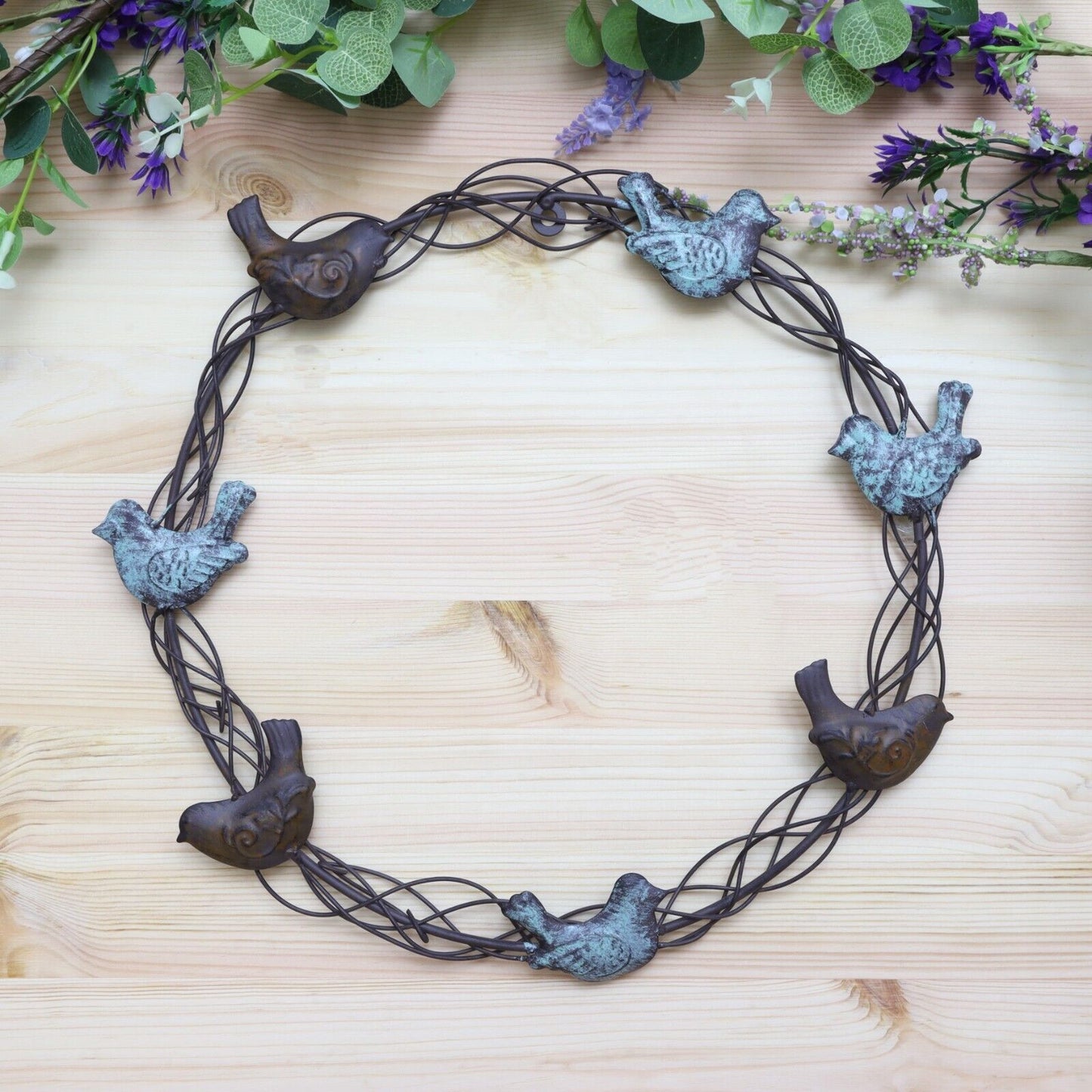 35cm Metal Wreath Birds Shabby Chic Vintage French Country Style Door Wall Decor