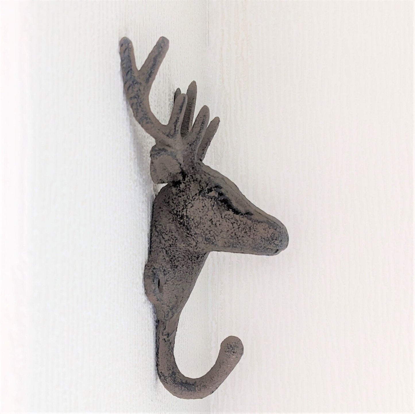 Single Vintage Cast Iron Deer Stag Head Wall Coat Hook Key Storage Hanger Rack