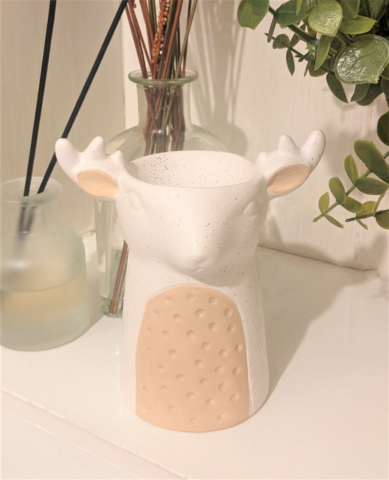 Large Ceramic Natural Oil Burner Wax Melt Stag Shape Home Fragrance Decor Gift