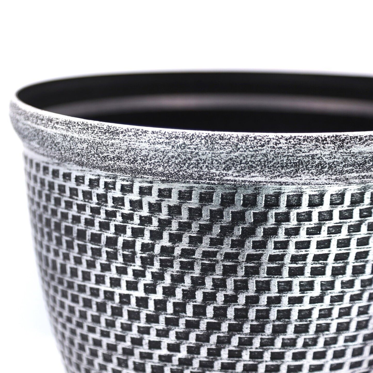 30cm Silver Plastic Round Cromarty Planter Antique Plant Flowers Pot Cover