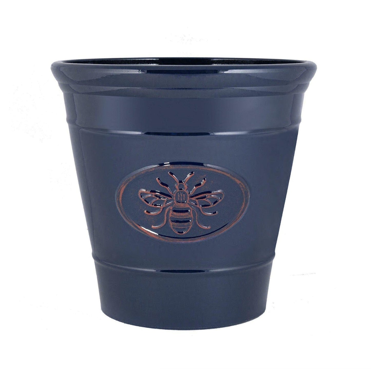 2Pc Plastic Plant Pot Bee Embossed 30cm Flower Pot 14L Glossy Garden Planter