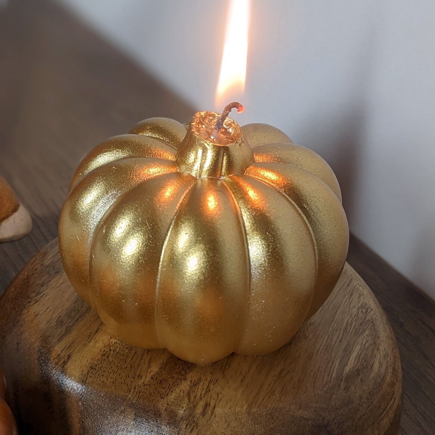 Pumpkin Gold Bronze Halloween Candles Pumpkin Shaped Wax Candles Autumn Decor