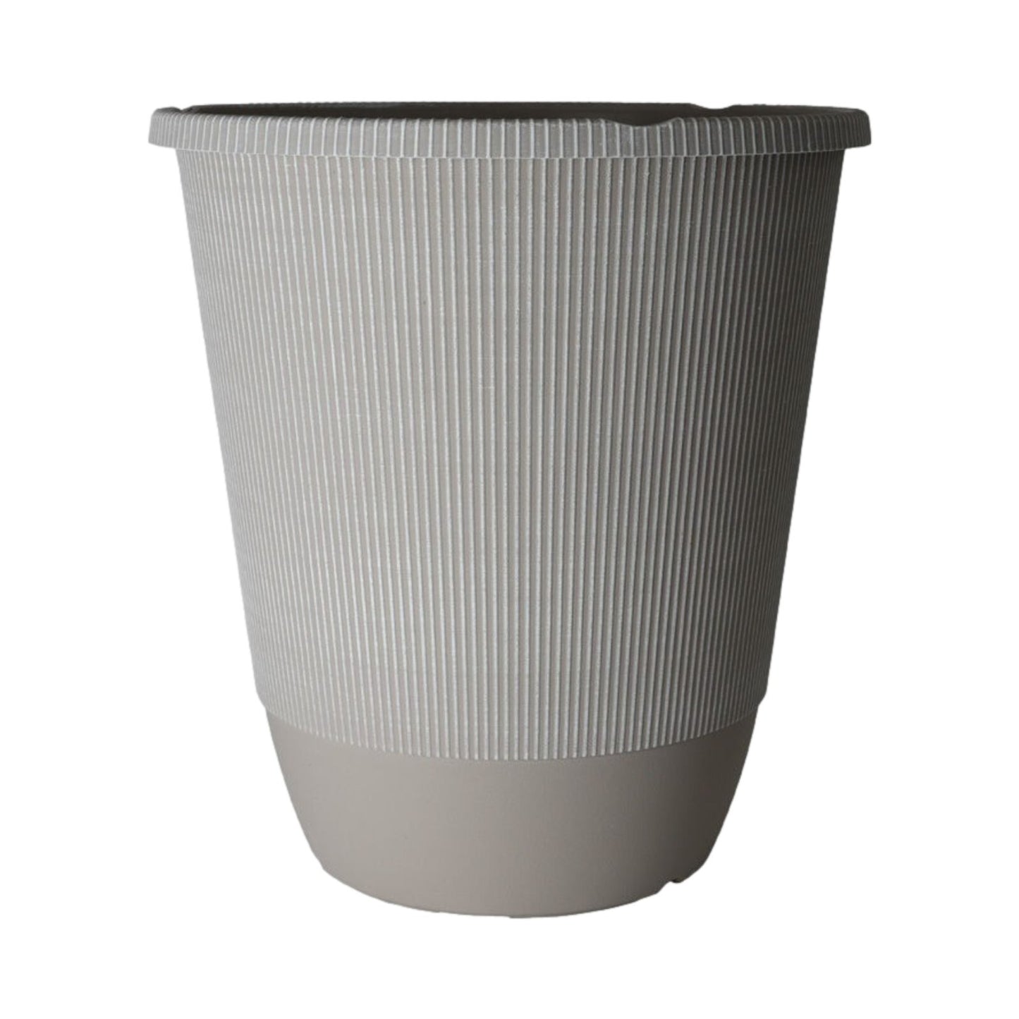 2Pc Round Large Grey Plastic Plant Pot 35cm Tall 21L Garden Outdoor Planter Pot