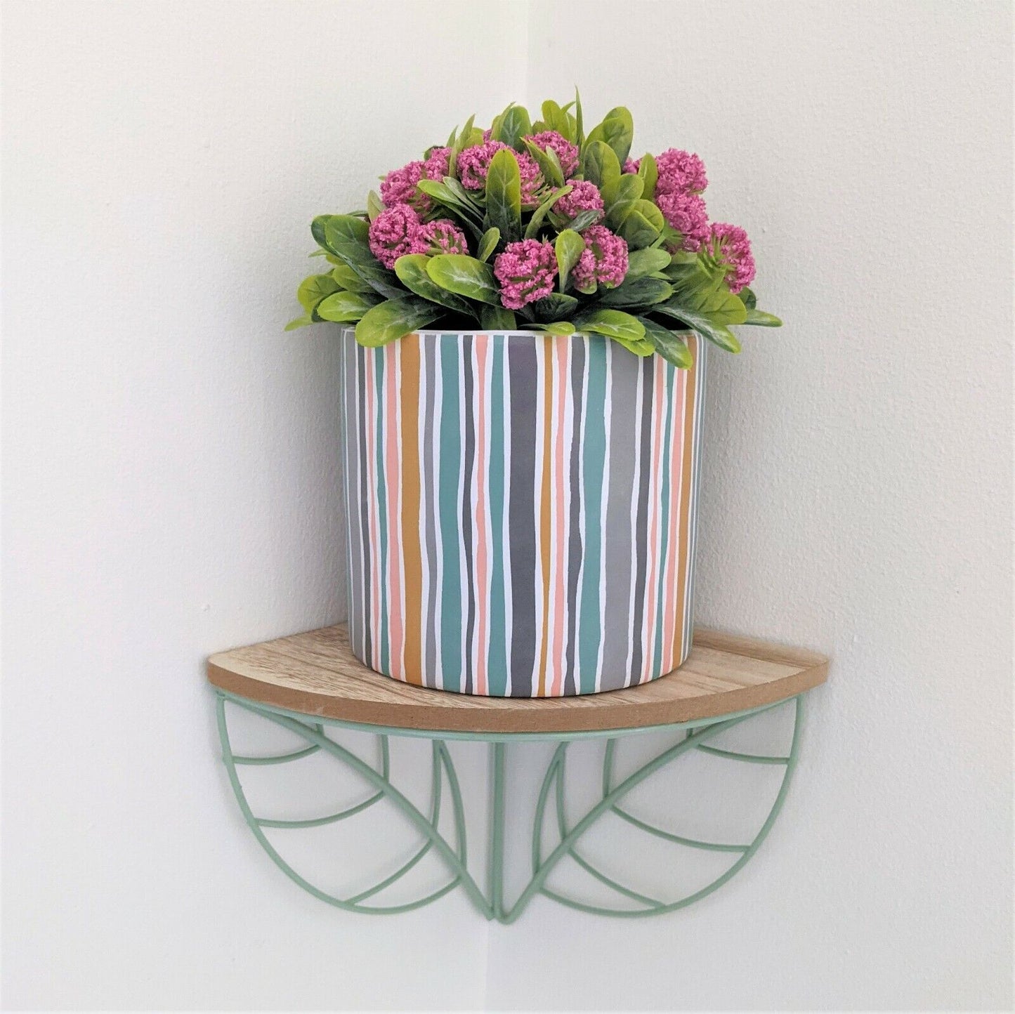 13.5cm Contemporary Stripes Ceramic Indoor Plant Pot Holder Herb Cover Planter