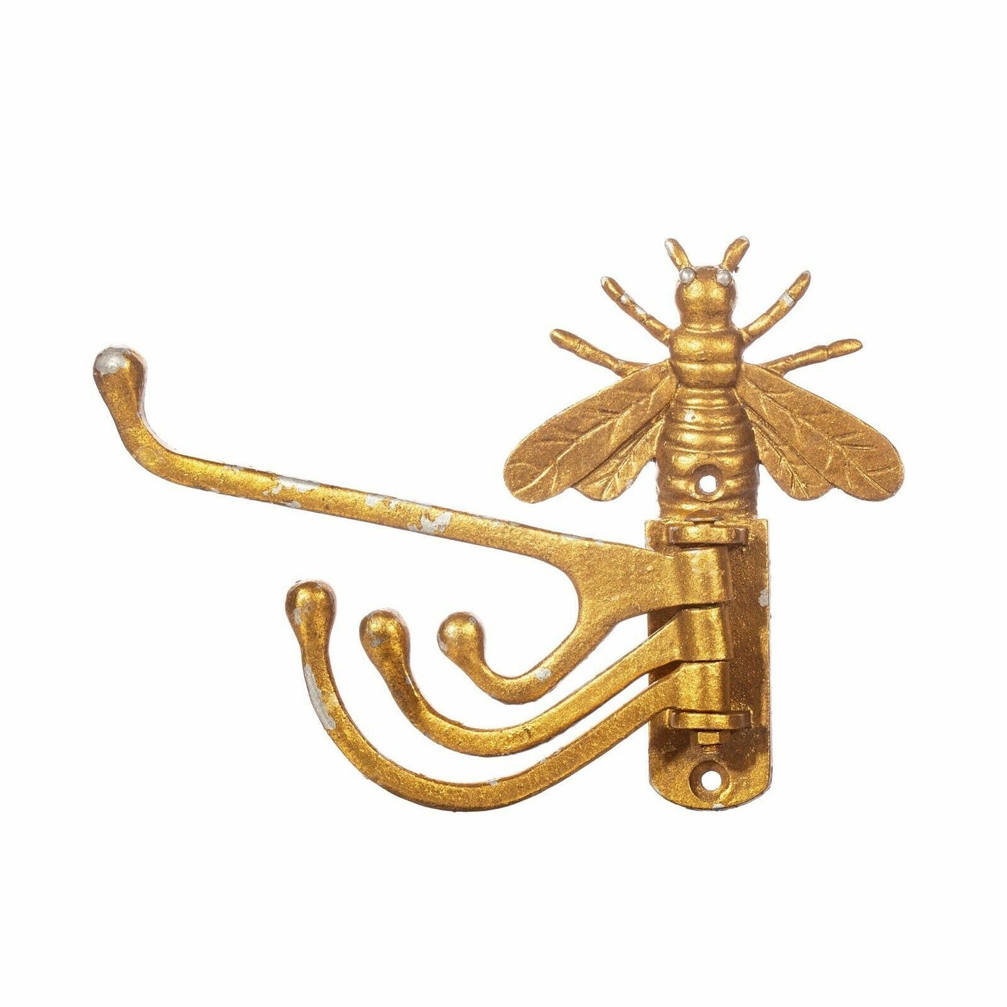 Metal Clothes Hook Bee 4 Coat Scarf Hangers Wall Mounted Vintage Chabby Chic