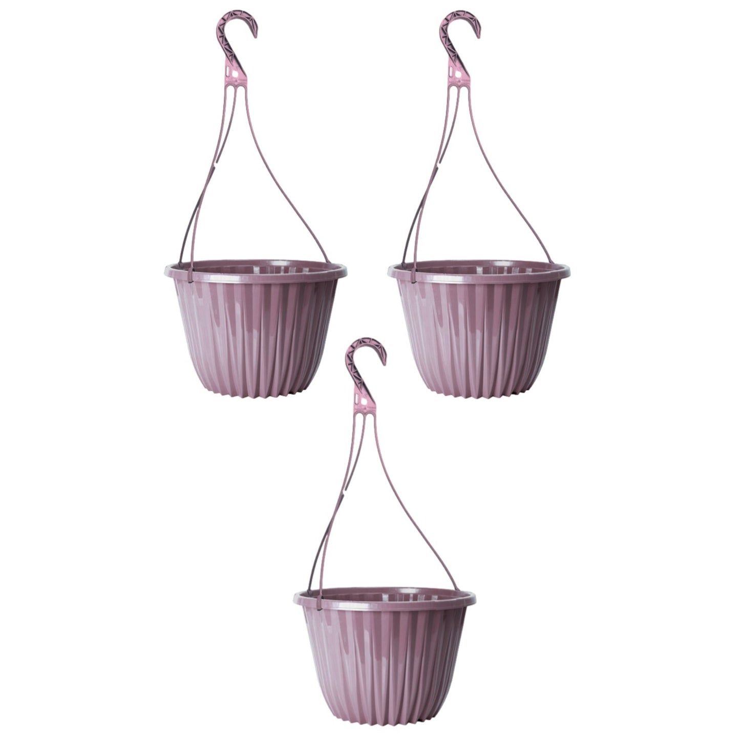 Plastic Purple Hanging Basket 27cm Plant Pot 7L Home Garden Hook Planter Glossy