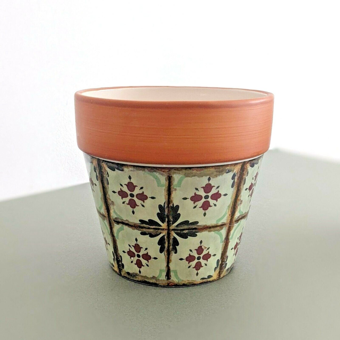 14cm Terracotta Plant Pot Cover Ceramic Planter Tiles Glazed Moroccan Vase Pot