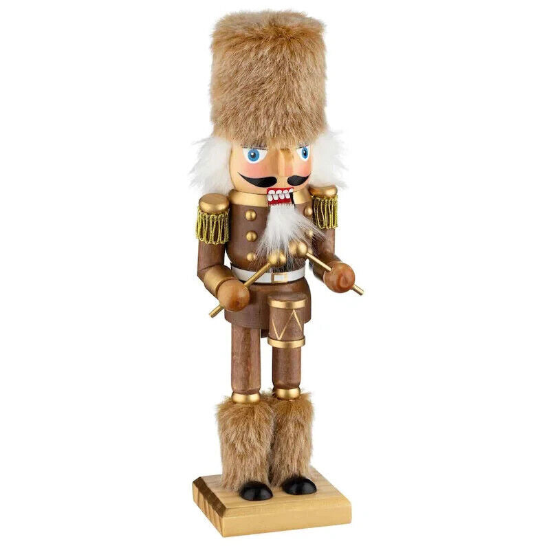25cm Christmas Nutcracker Soldier Brown Wooden Xmas Ornament Decor Drummer