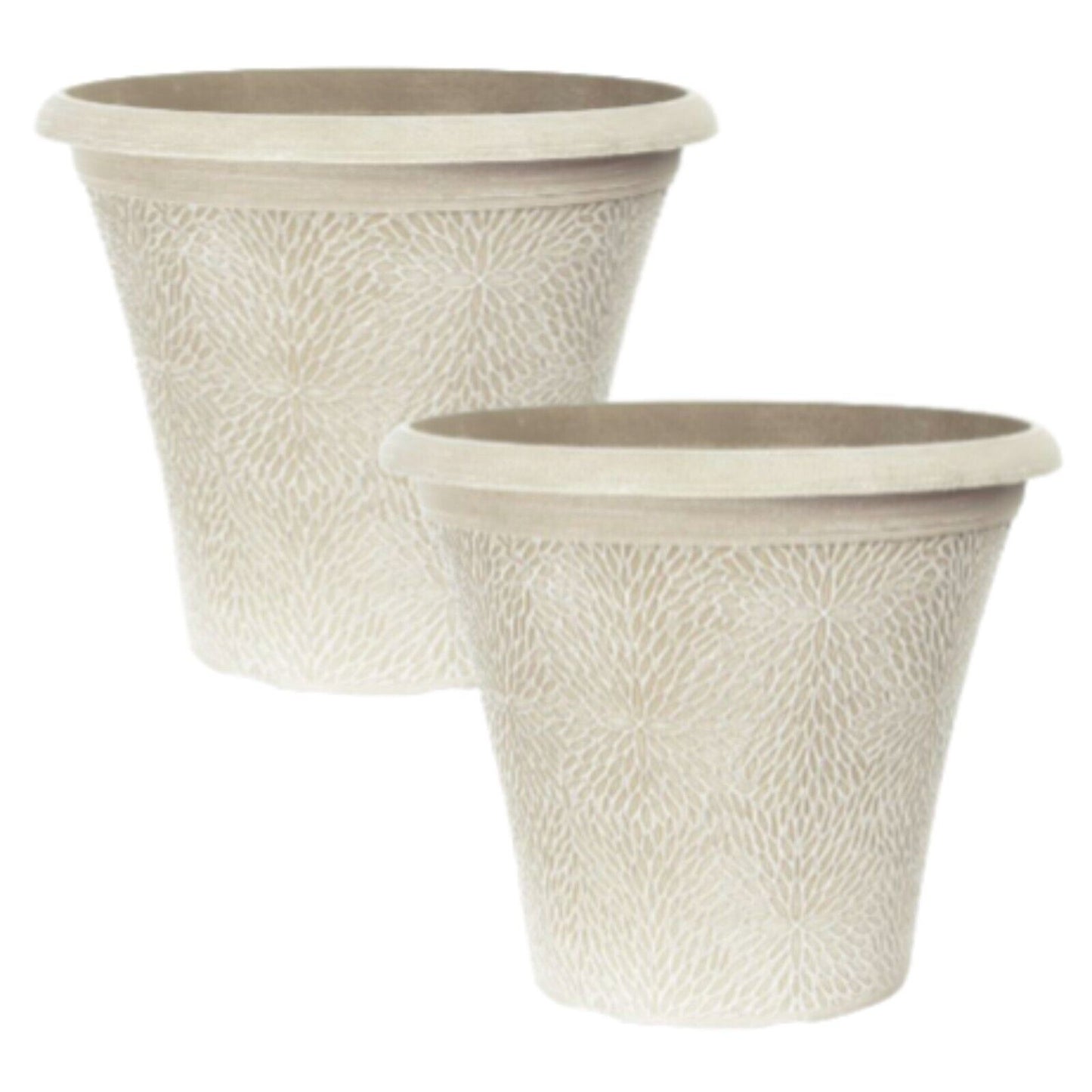 2Pc Plastic April Planters 35cm Powdered Beige Grey Plant Pots 17L Container Pot