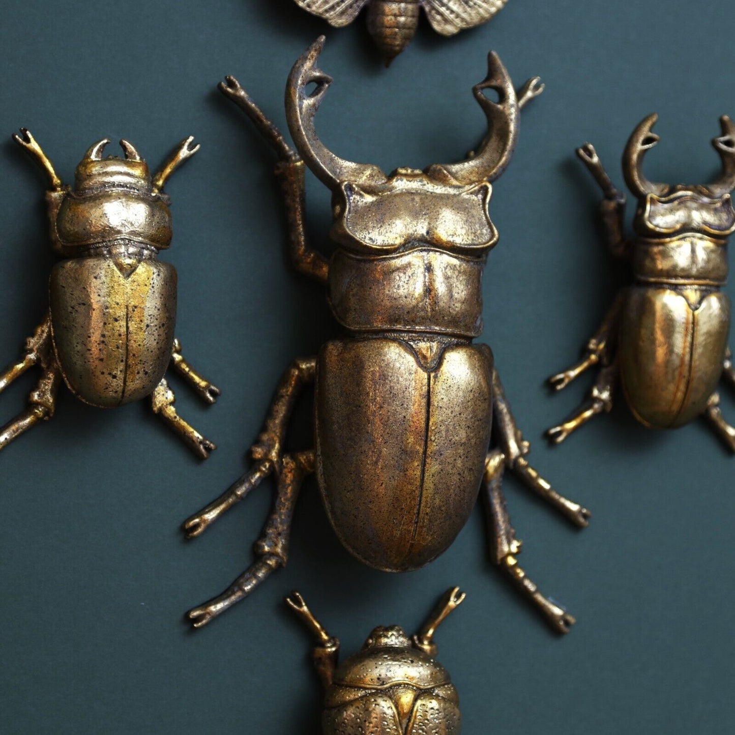 Steampunk Gold Stag Lady Beetle Wall Bee Art Hanging Insect Bug Ornament Décor