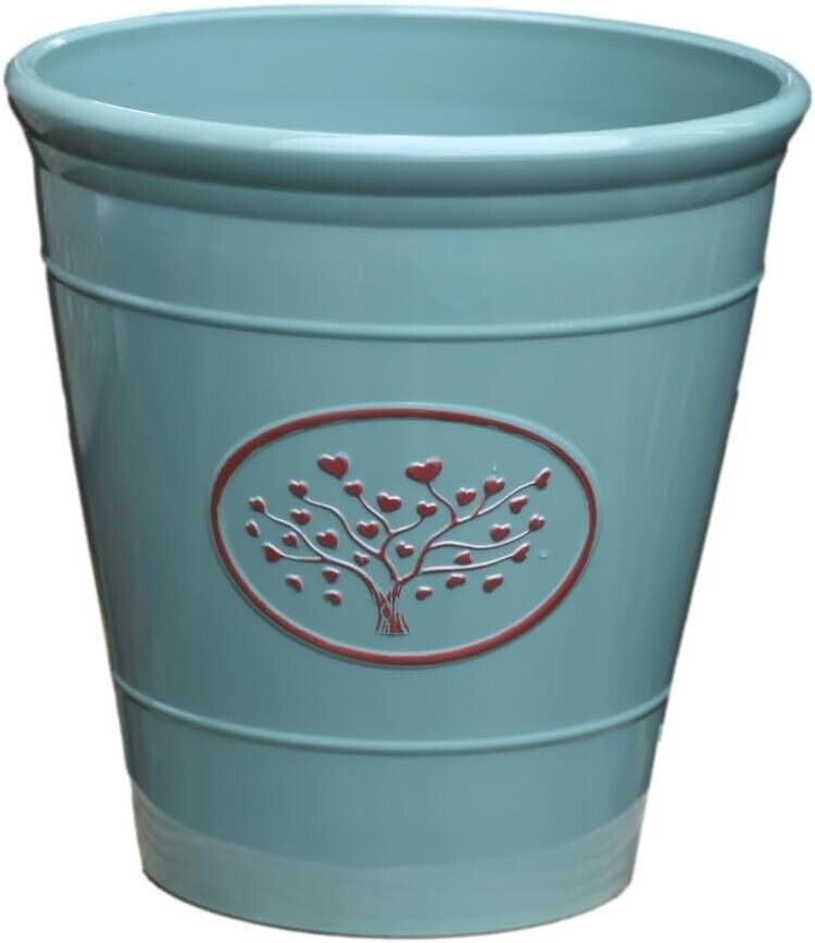 2Pc Plastic Olive Green Planter 30cm Round Outdoor 14L Gloss Garden Plant Pot