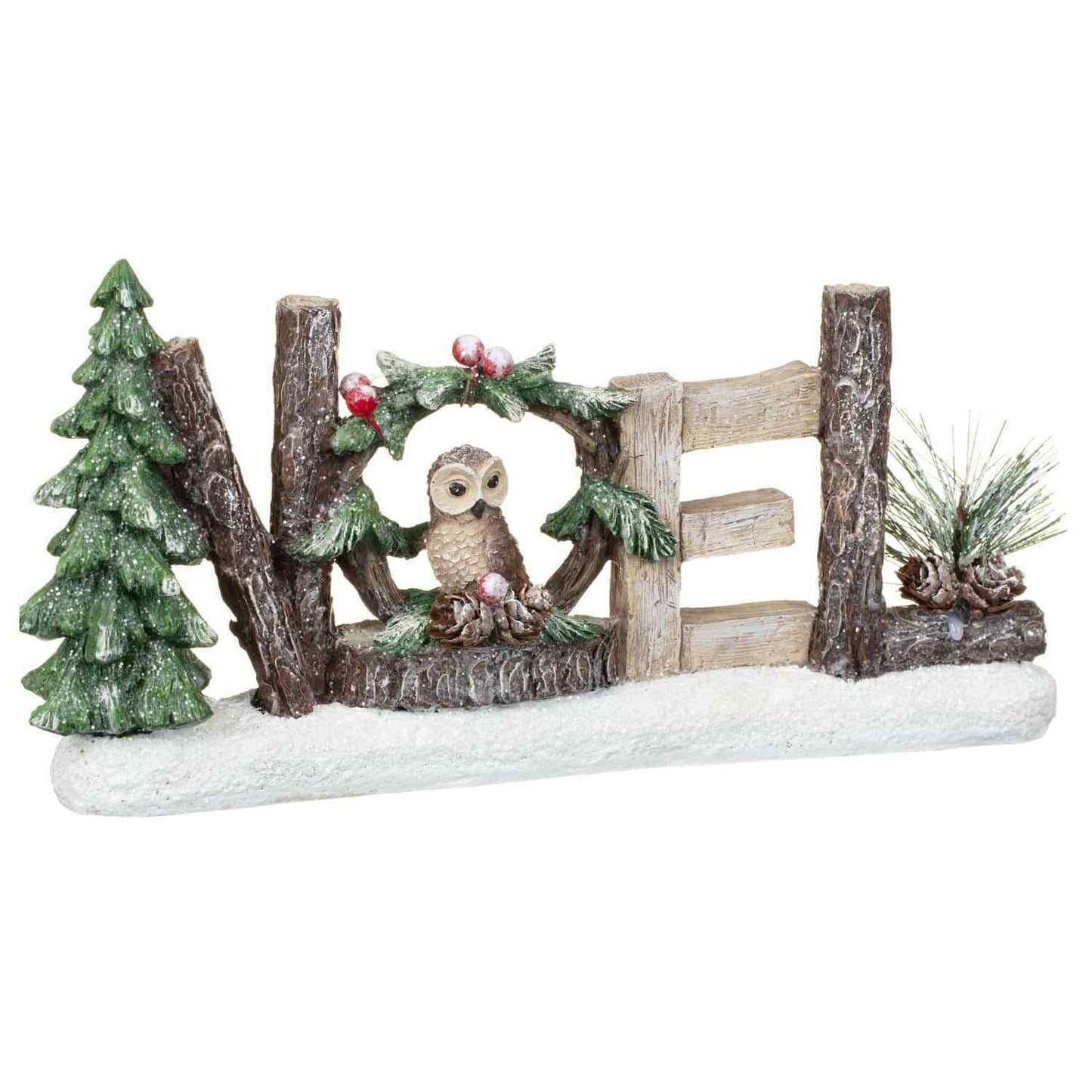 Woodland Christmas Noel Glitter Decoration Tree Owl Squirrel Wreath Winter Woods