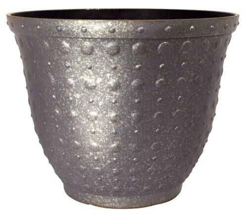Galvanised Metal Effect Plant Pot Garden 16L Outdoor Patio Planters 2 Pcs 33cm