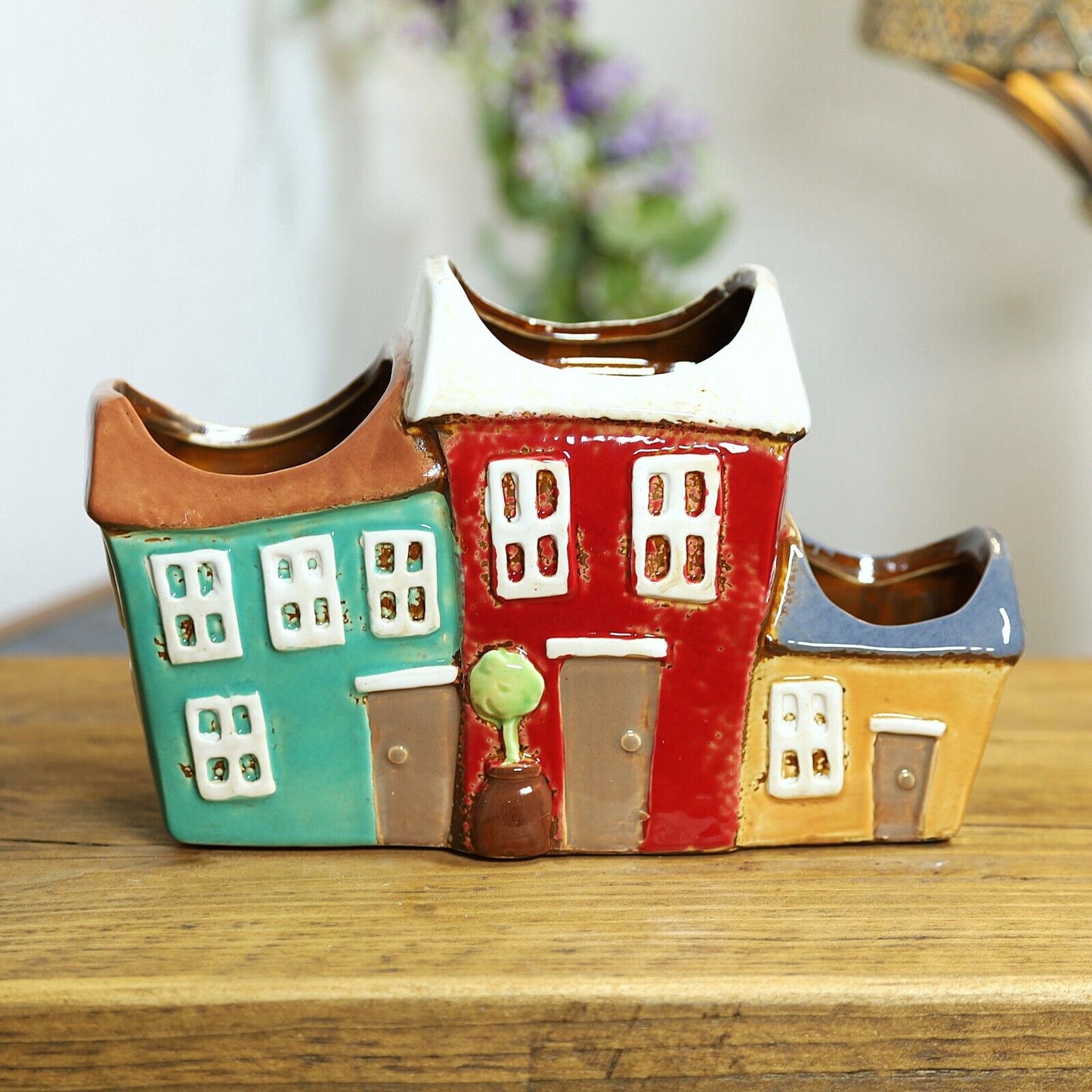 Ceramic House Planter Village Pottery 3 Cottage Indoor Plant Pot Home Decorative