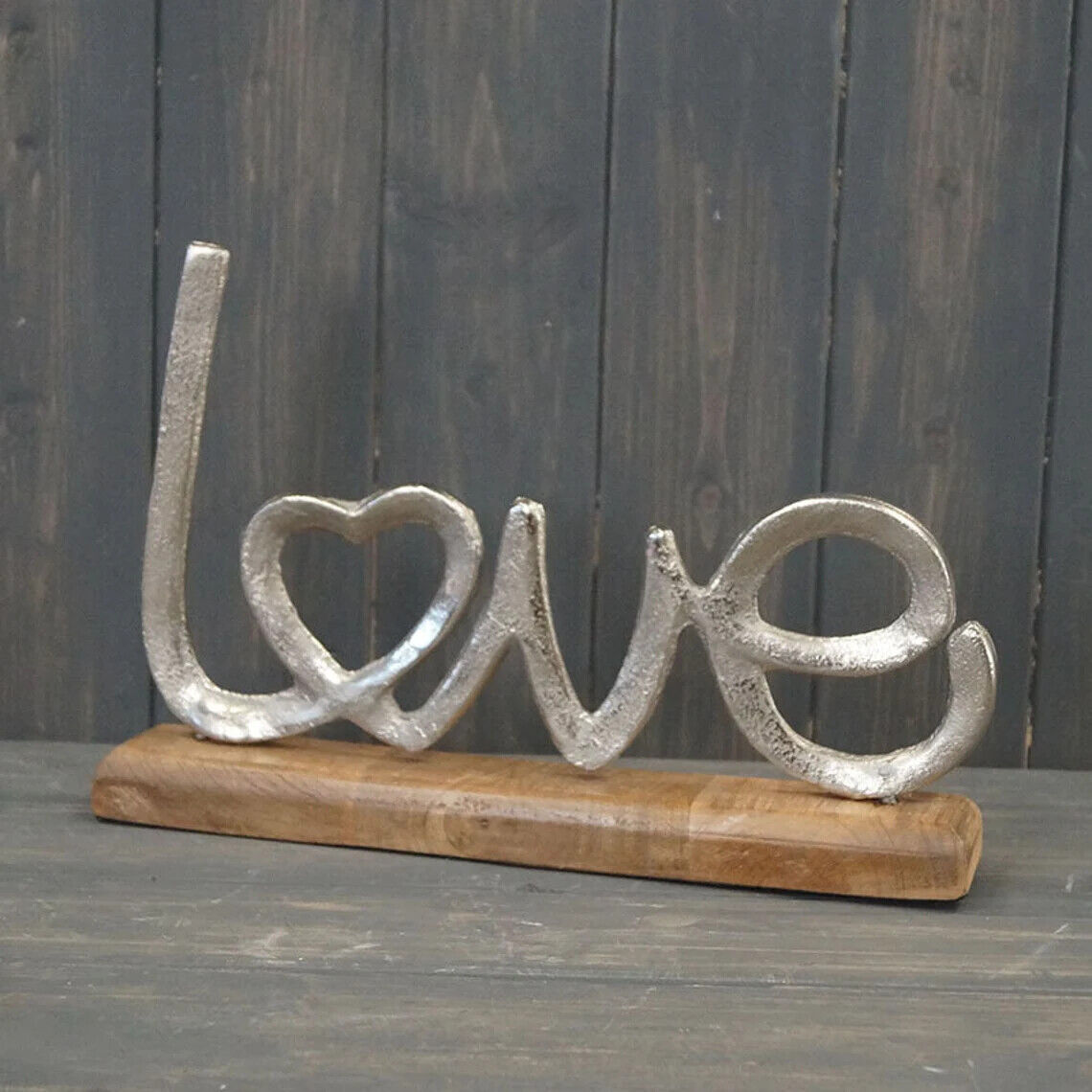 Aluminium Love Couple Pet Cat Mr Mrs You Me Gift Home Decor Ornaments On Wood