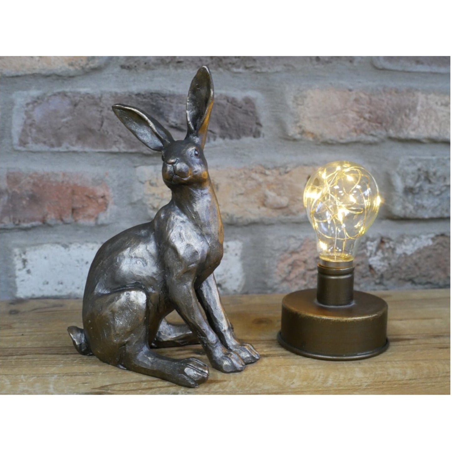 Resin Sitting Hare Figurine Statue Decorative Ornament Bronze Rabbit Sculpture