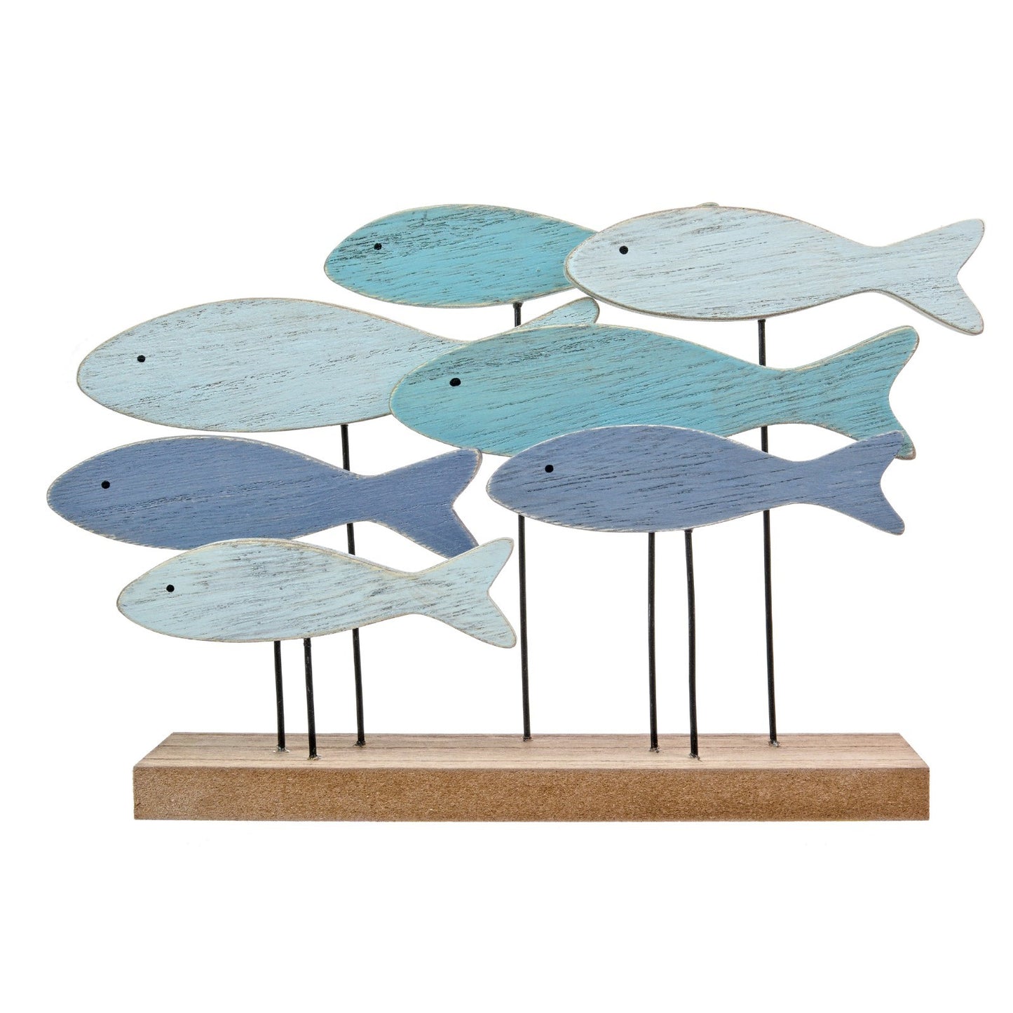 Wooden Shoal of Fish on a Log Ornament Bathroom Distressed Shabby Chic Sculpture