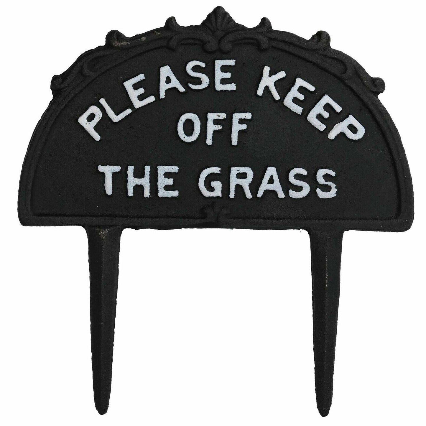 Keep Off The Grass Metal Cast Iron Sign Polite Notice Lawn Stake Ornamental