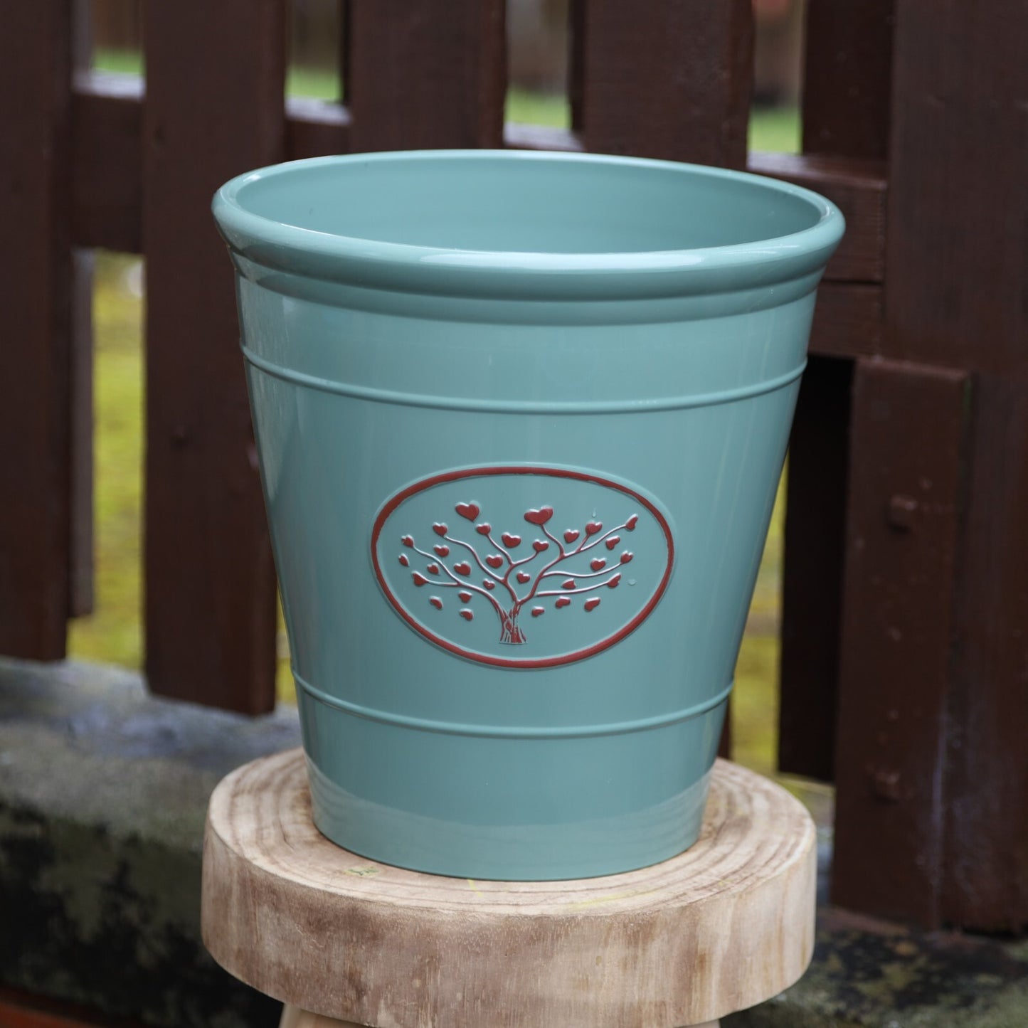 2Pc Plastic Olive Green Planter 30cm Round Outdoor 14L Gloss Garden Plant Pot