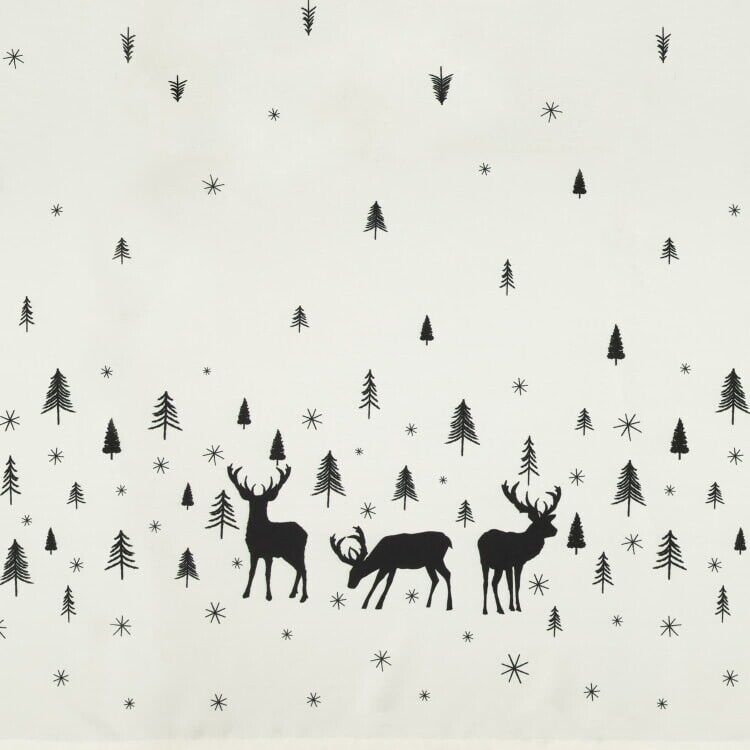 Luxury Christmas Jacquard Winter Stag Table Cloth Cover Protector 230cm White